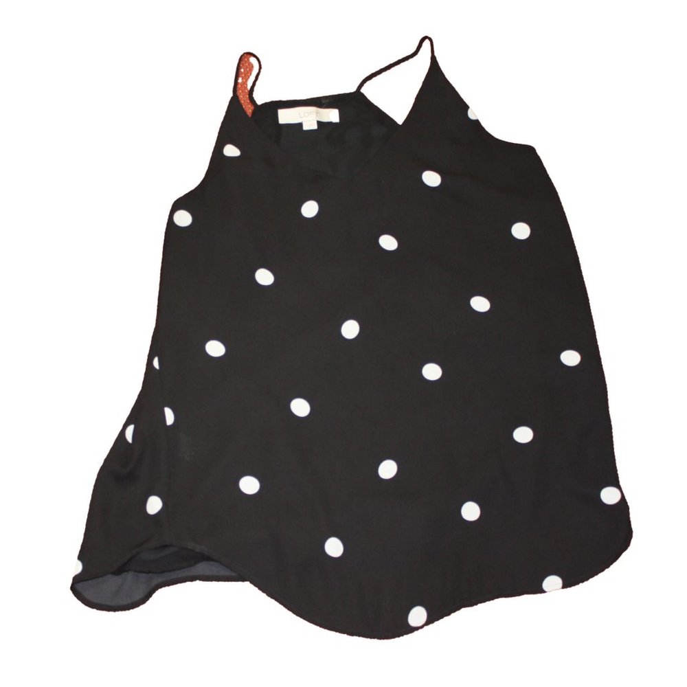 Loft Ladies Black/White Polka Dot Blouse   Size Small